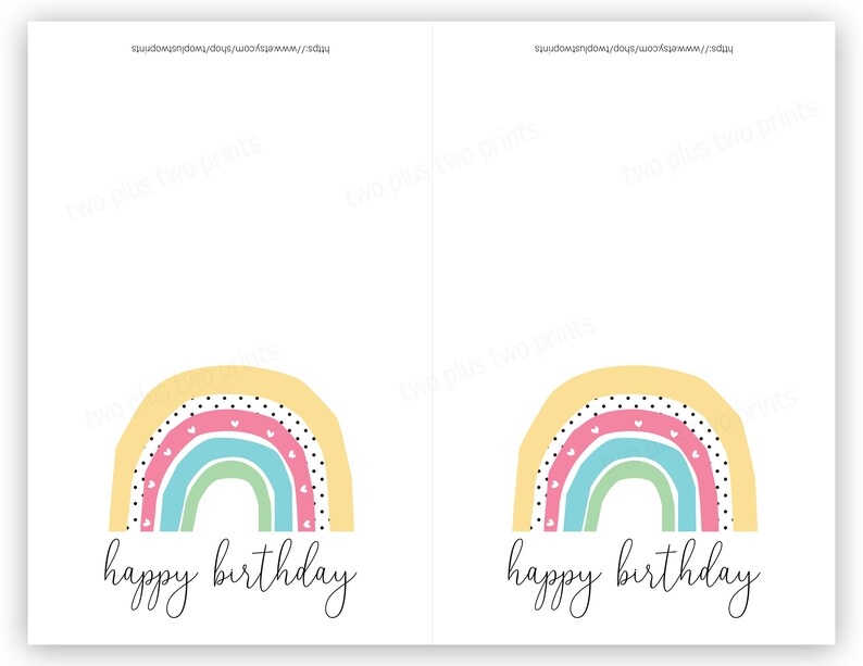 Printable Birthday Card Rainbow Birthday Card Printable Etsy