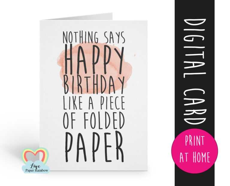 Printable Birthday Card Template Funny Birthday Card Instant For 