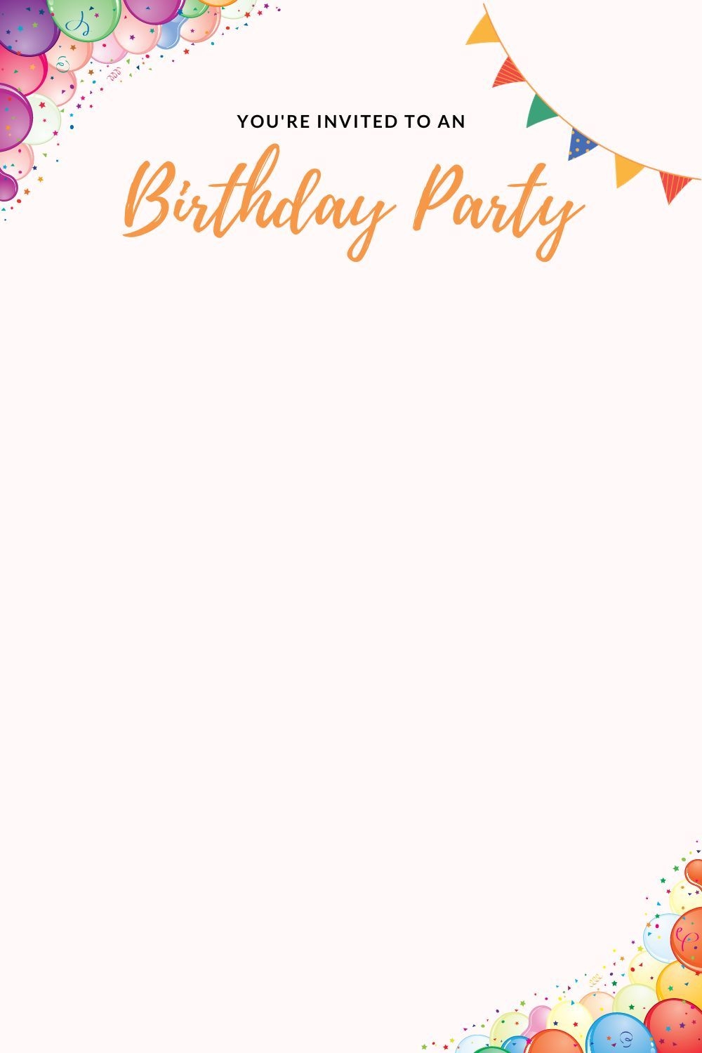 Printable Birthday Party Invitation Card Blank Template Free PDF 