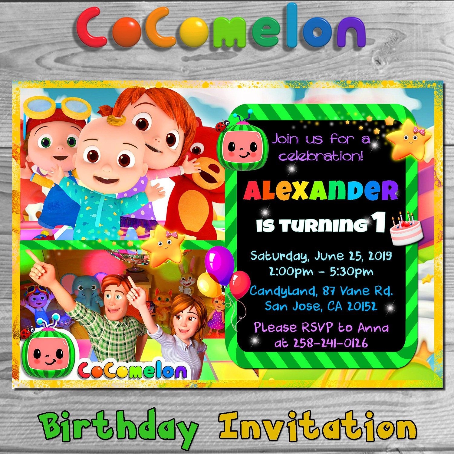 Printable Blank Cocomelon Invitation Template Free FREE Printable Online