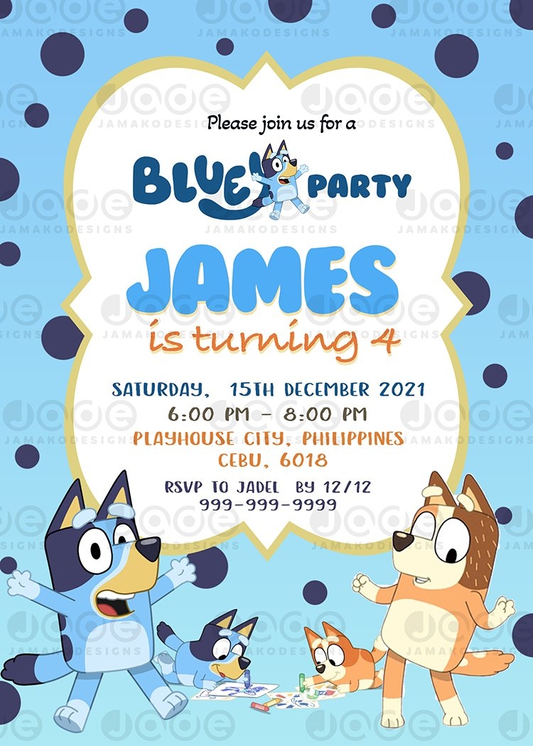Printable Bluey Birthday Invitation 4 X 6 Or 5 X 7 FREE BACKSIDE