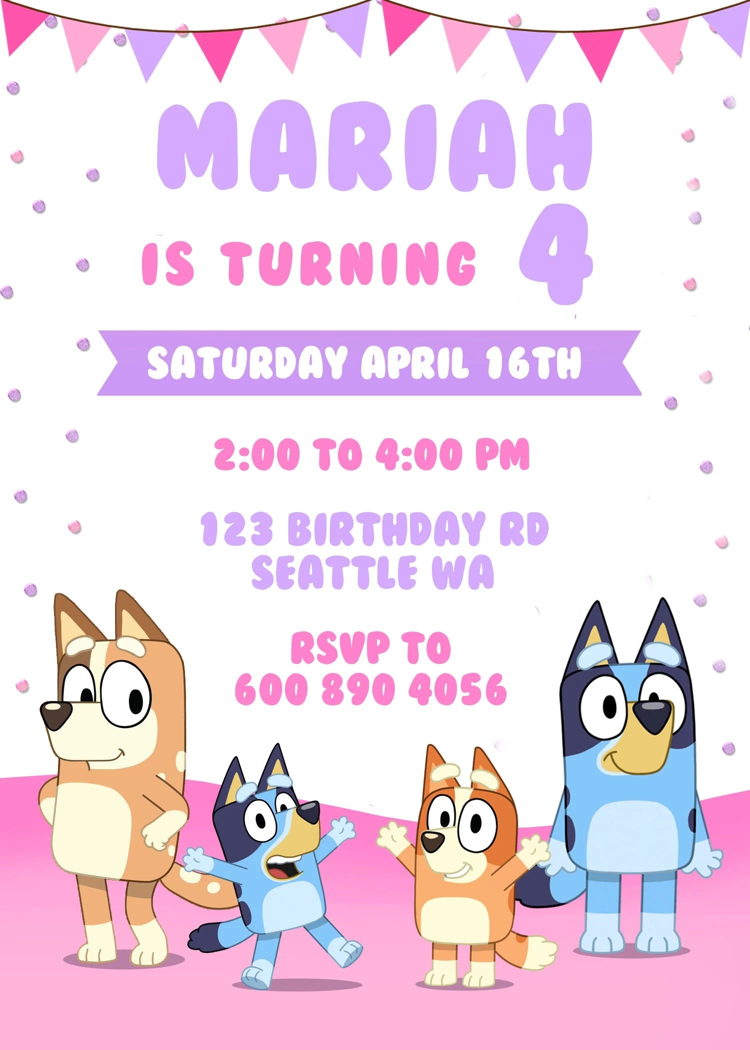 Printable Bluey Birthday Invitations Printable Word Searches