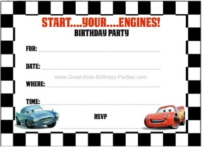 Printable Cars Invitation Template