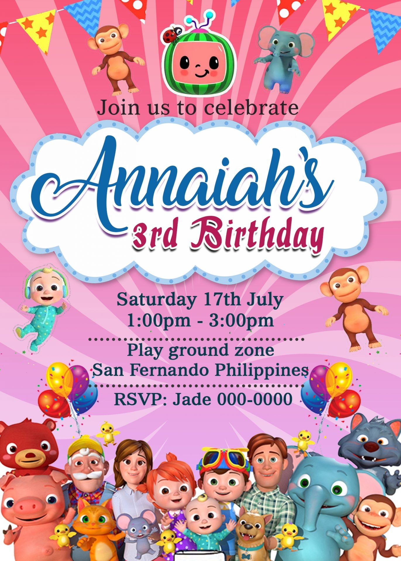 Printable Cocomelon Invitation