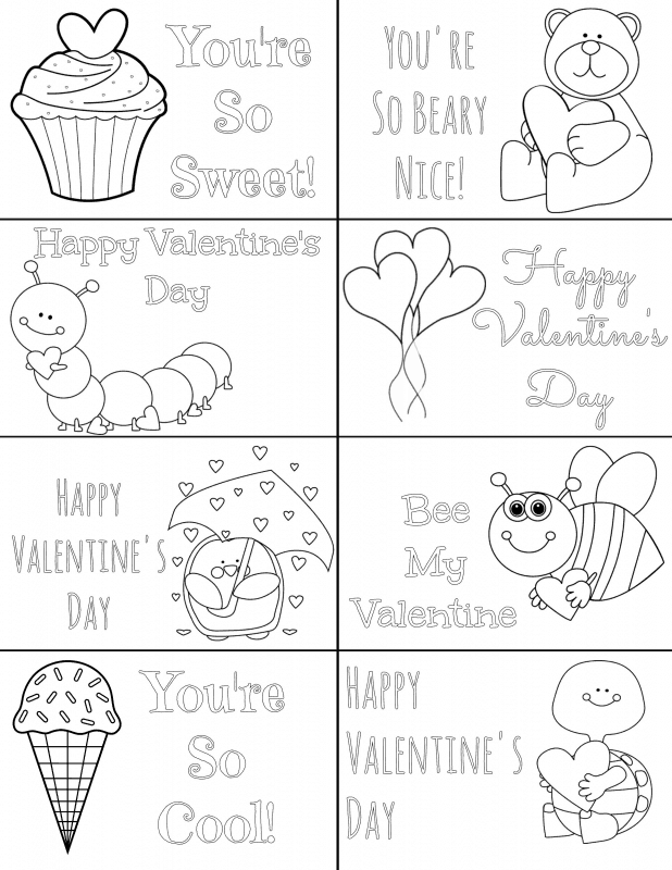 Printable Coloring Valentines Day Cards Printable Sight Words List