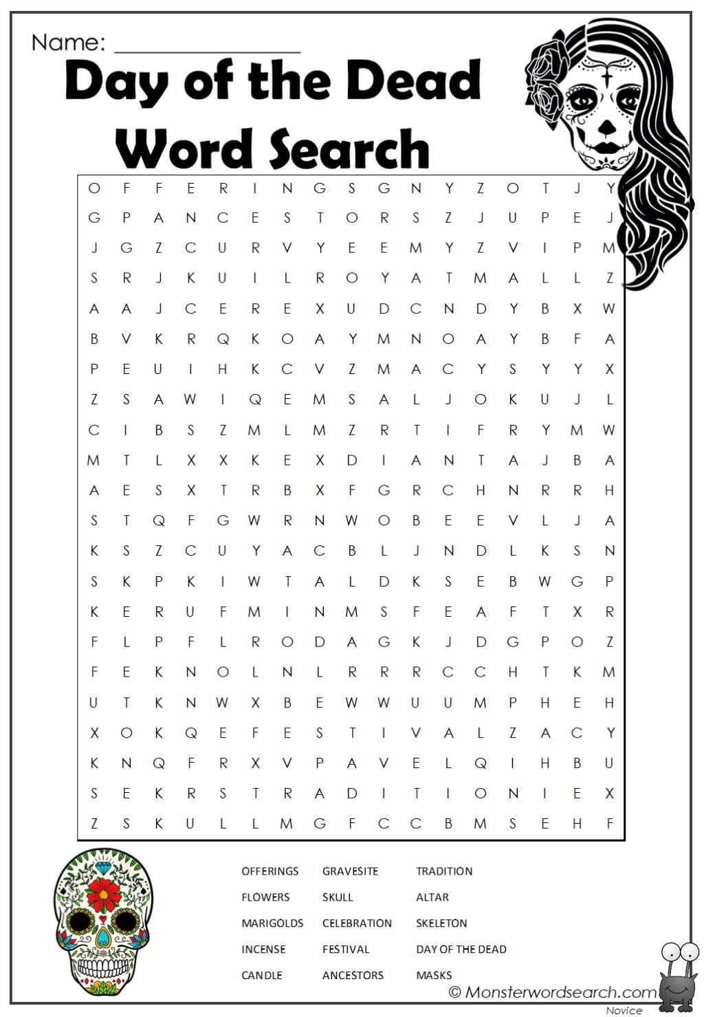 Printable Day Of The Dead Worksheets
