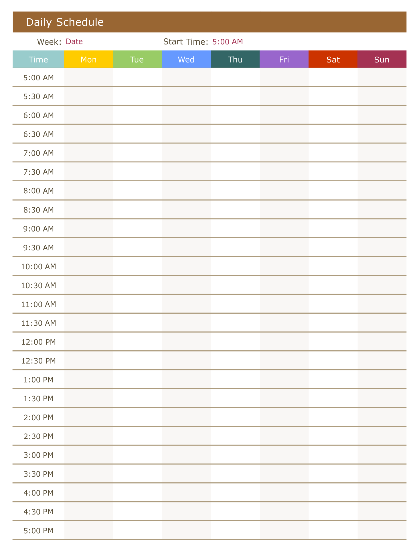 Printable Day Schedule Printable Budget Planner Sheets