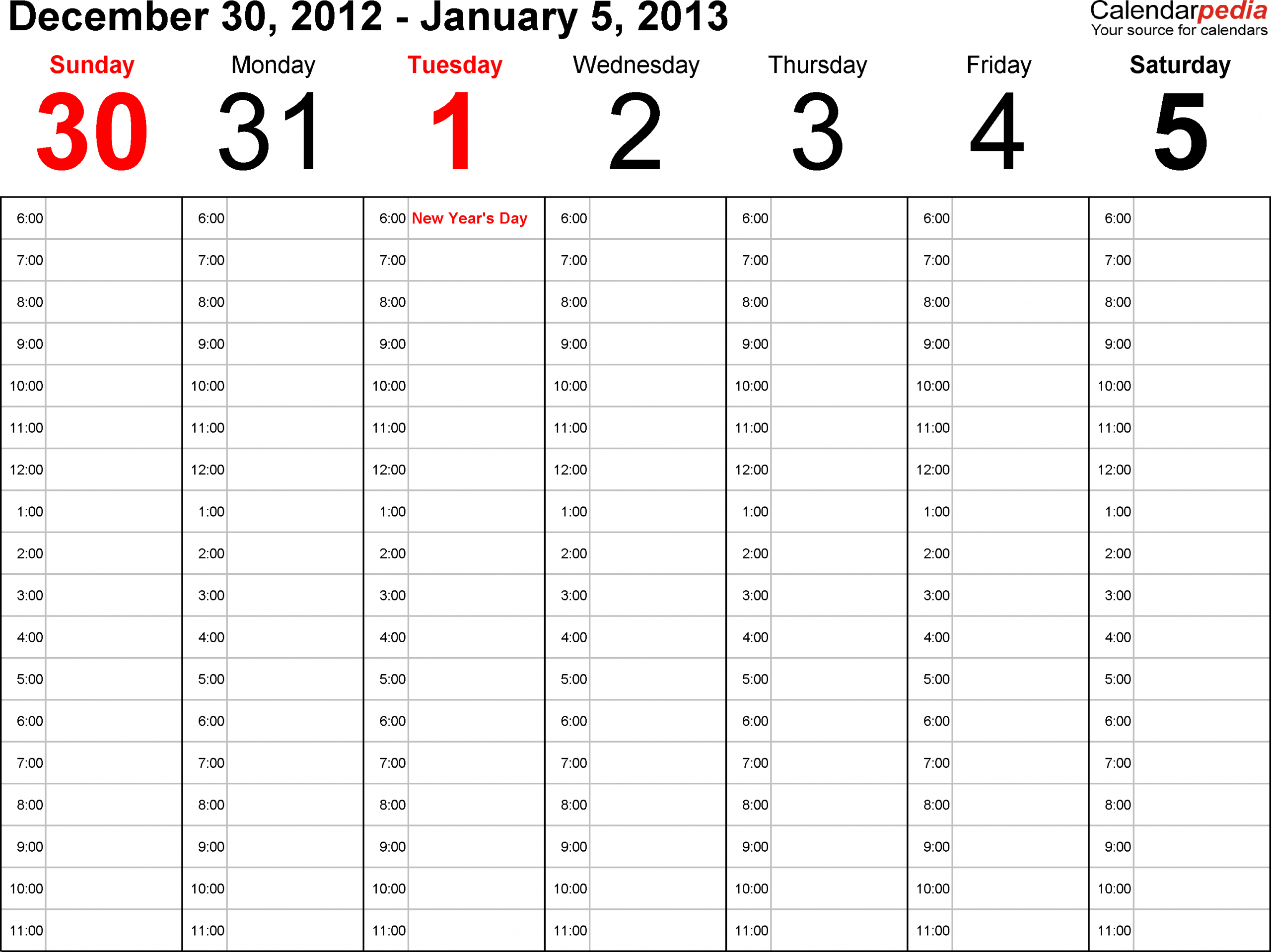 Printable Days Of Week Calendar