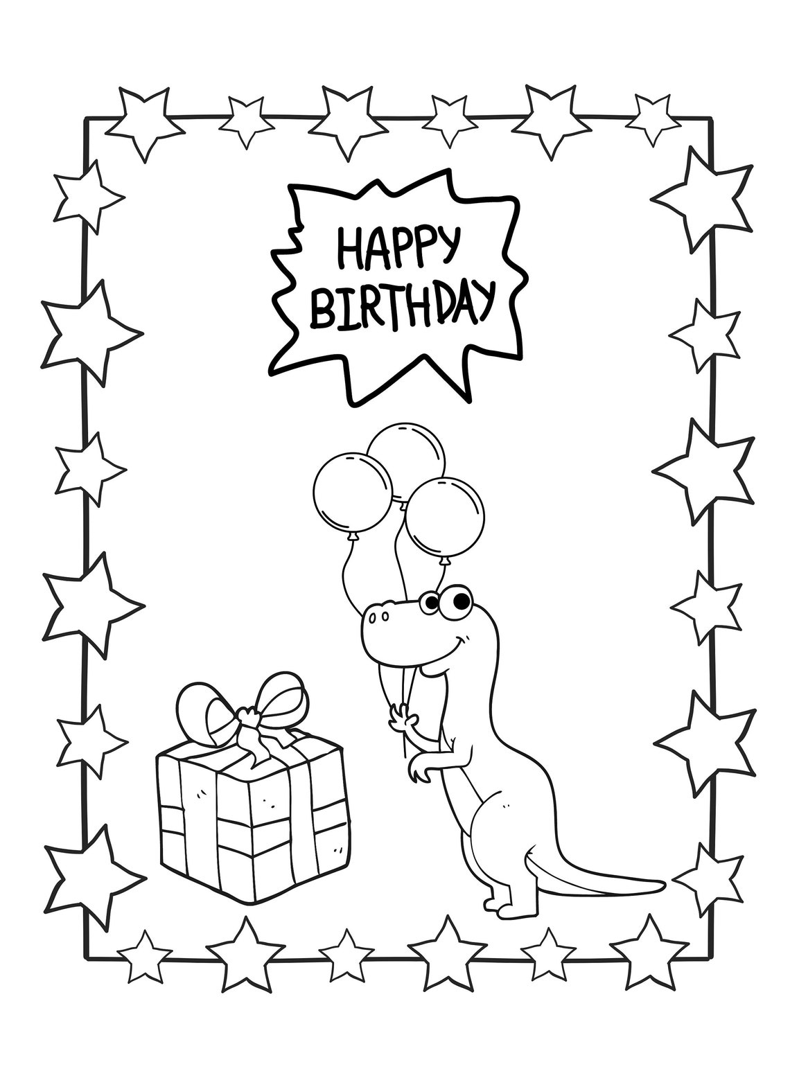 Printable Dinosaur Birthday Card To Color Birthday Ca Vrogue co
