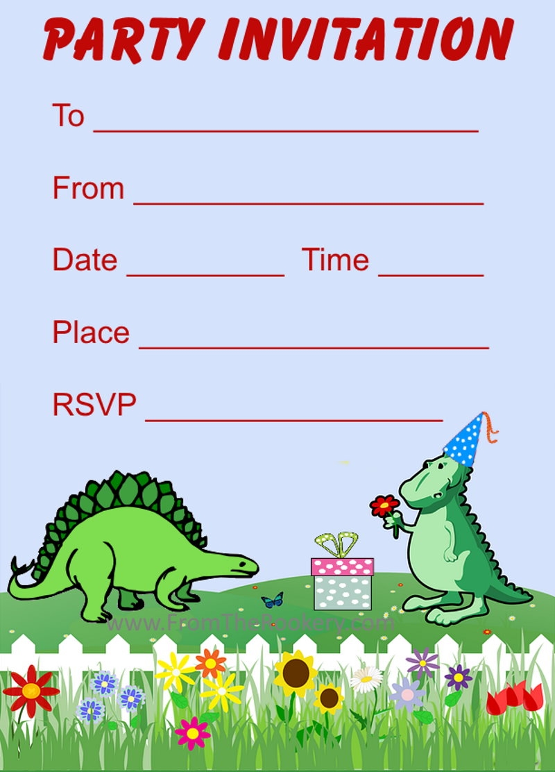 Printable Dinosaur Birthday Invitations Printable World Holiday