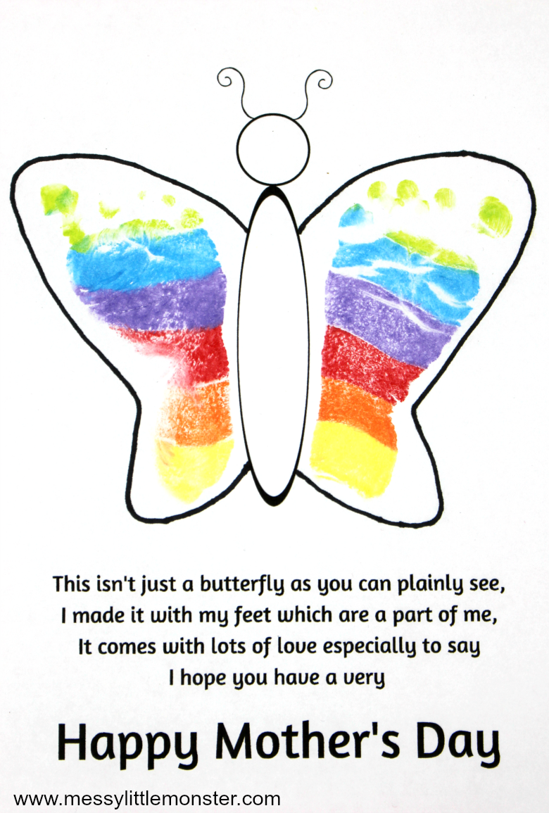 Printable Footprint Butterfly Mother S Day Poem Mothers Day Poems 