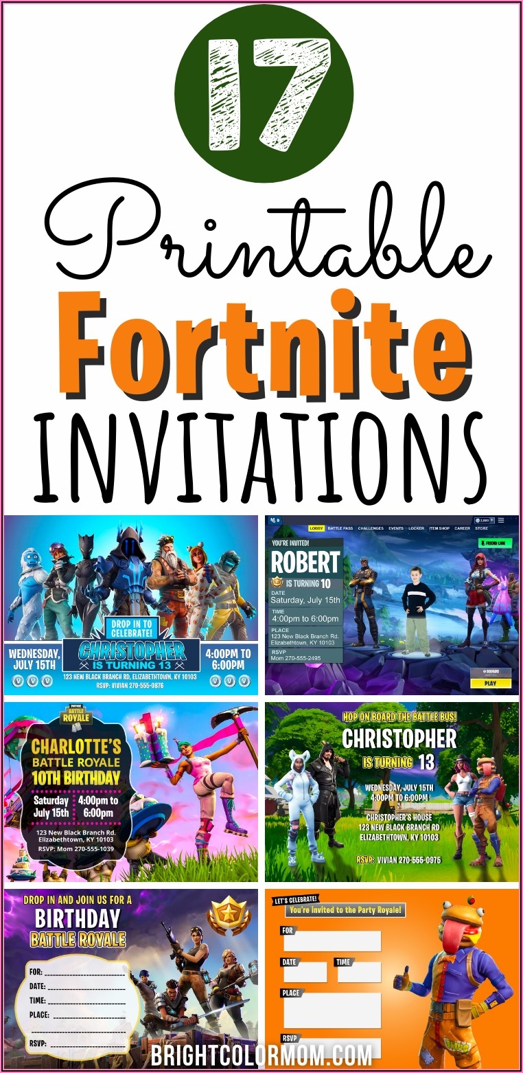 Printable Fortnite Birthday Invitations Invitations Resume Examples 
