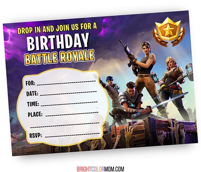 Printable Fortnite Birthday Invitations Printable Yearly Calendar
