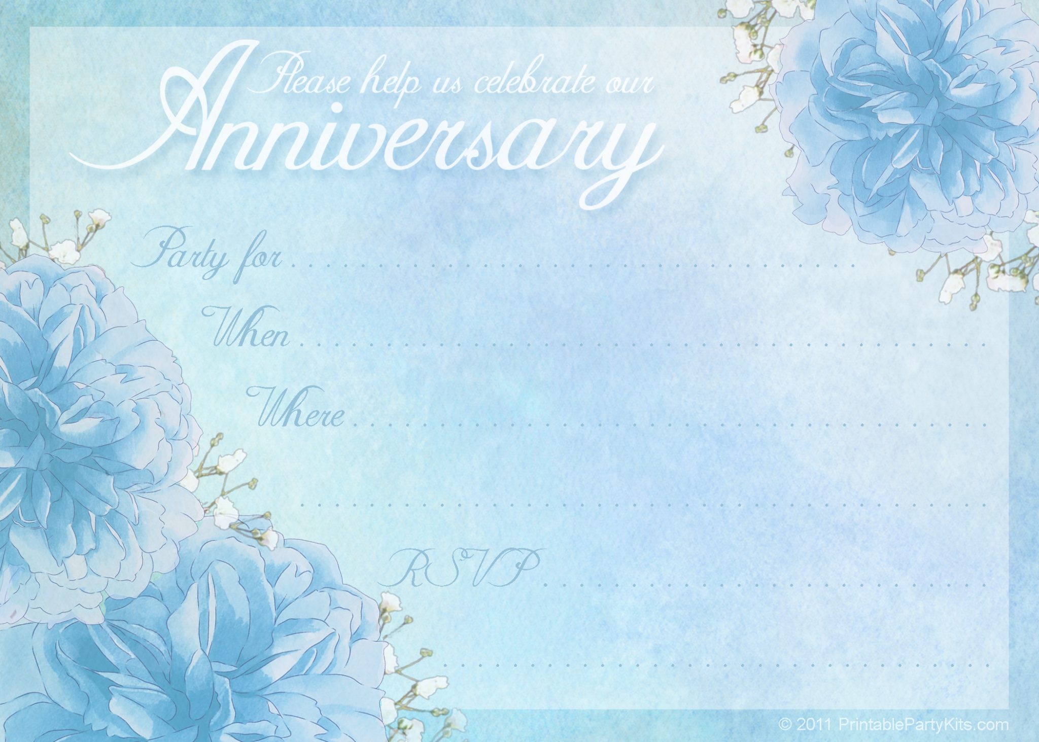Printable Free Wedding Anniversary Party Invitation Printable Party Kits