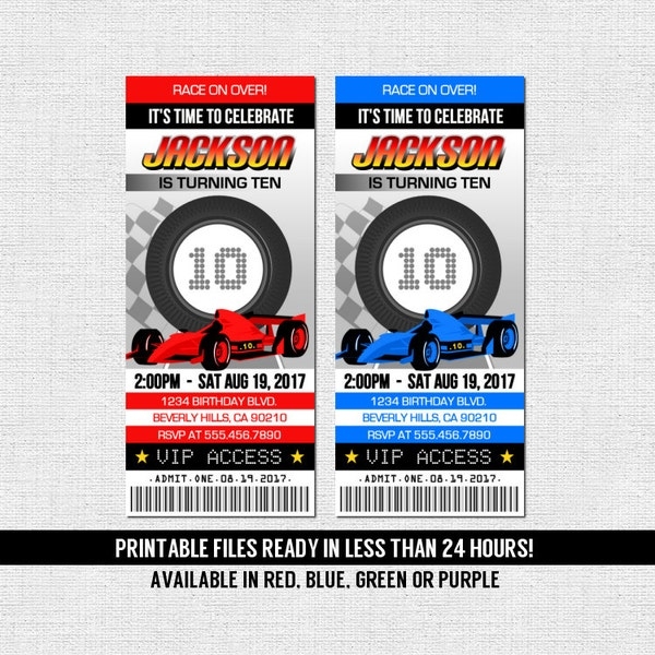 Printable Go Kart Birthday Invitations Etsy