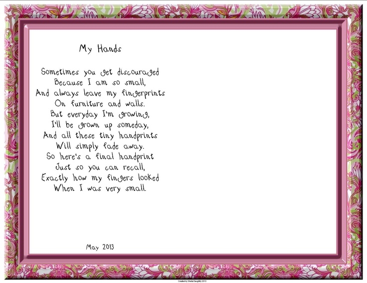 Printable Handprint Poem Template Printable Word Searches