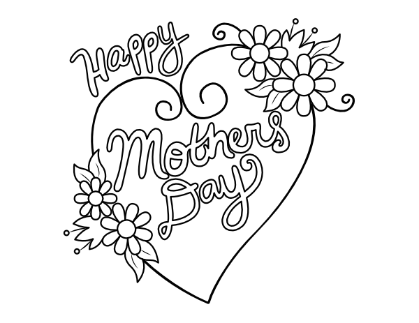 Printable Happy Mother 39 s Day Heart Coloring Page