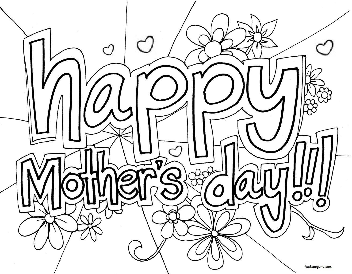 Printable Happy Mothers Day Coloring In Sheet