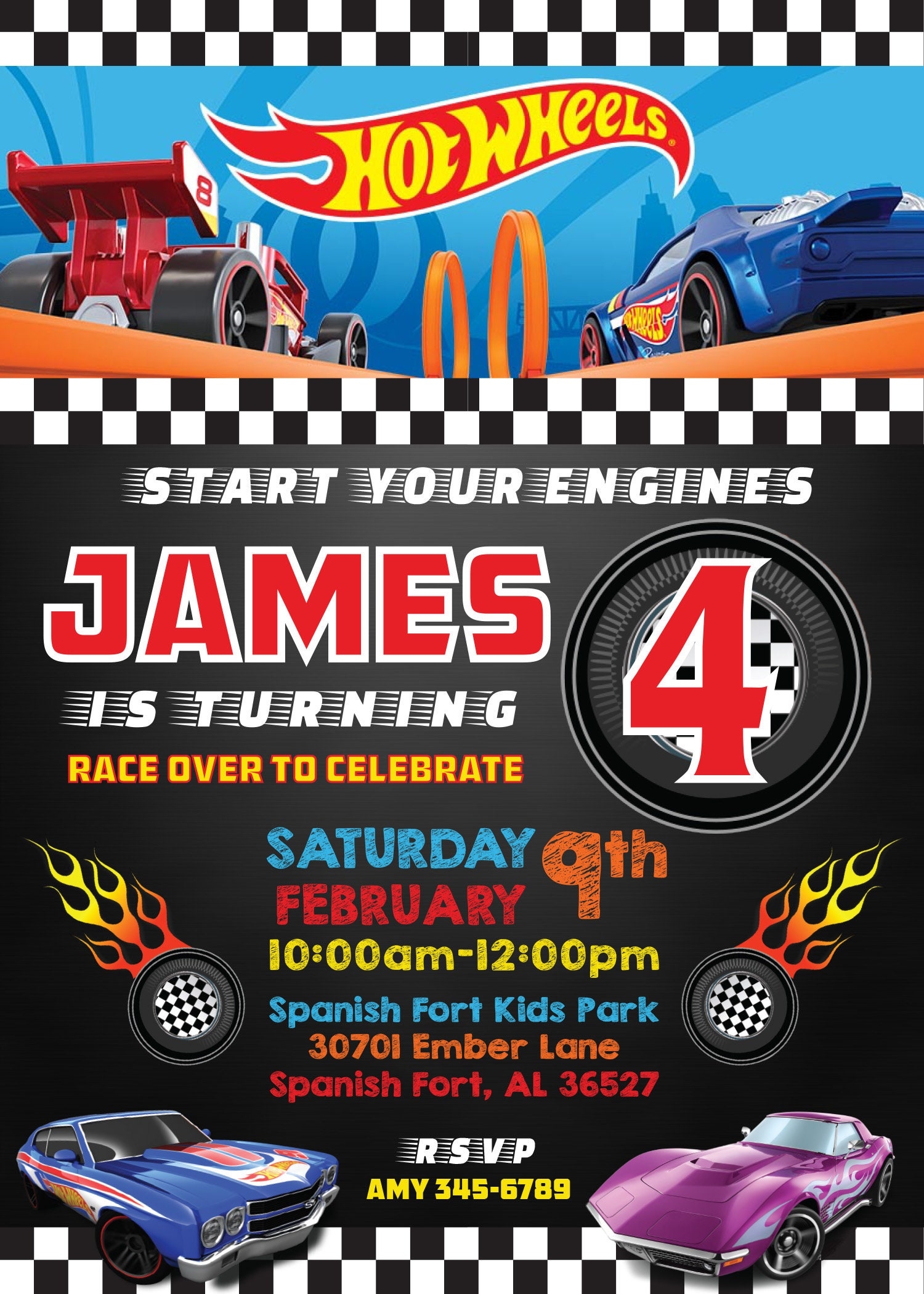 Printable Hot Wheels Birthday Party Invitation Hot Wheels Party Hot