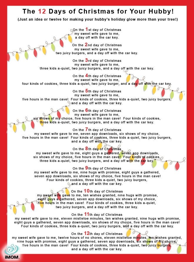 Printable Lyrics For 12 Days Of Christmas