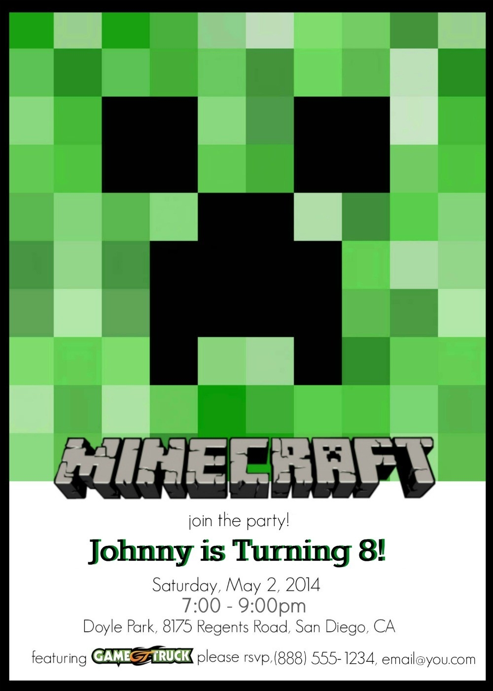 Printable Minecraft Birthday Invitations Printable Templates