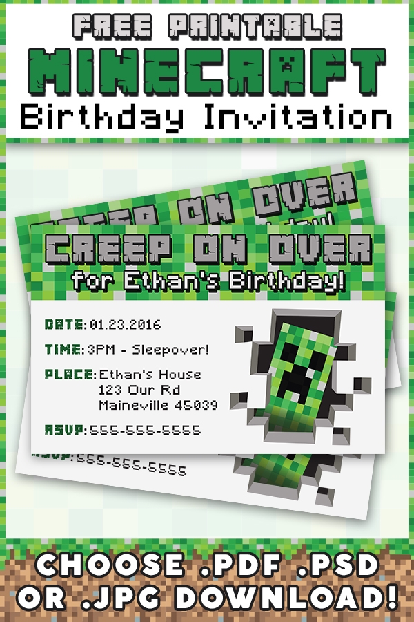 Printable Minecraft Invitations