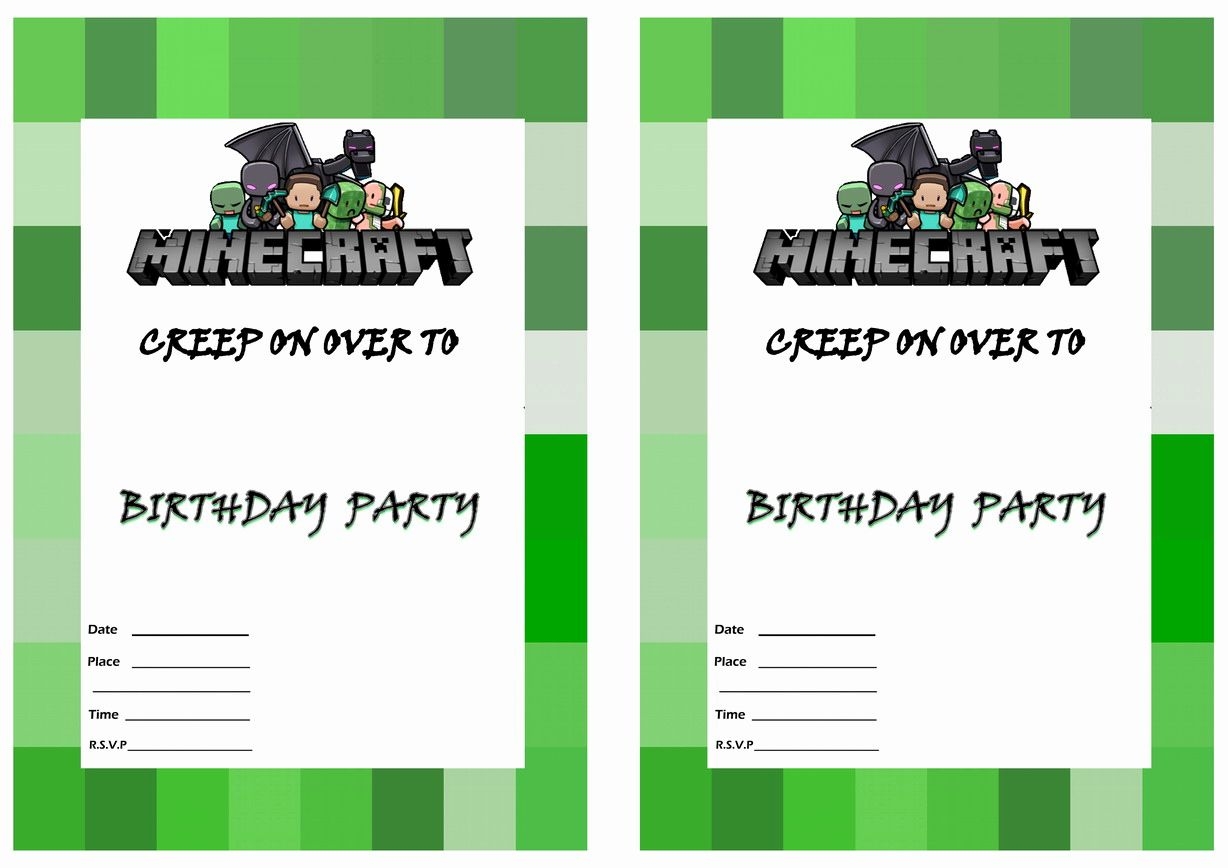 Printable Minecraft Invitations