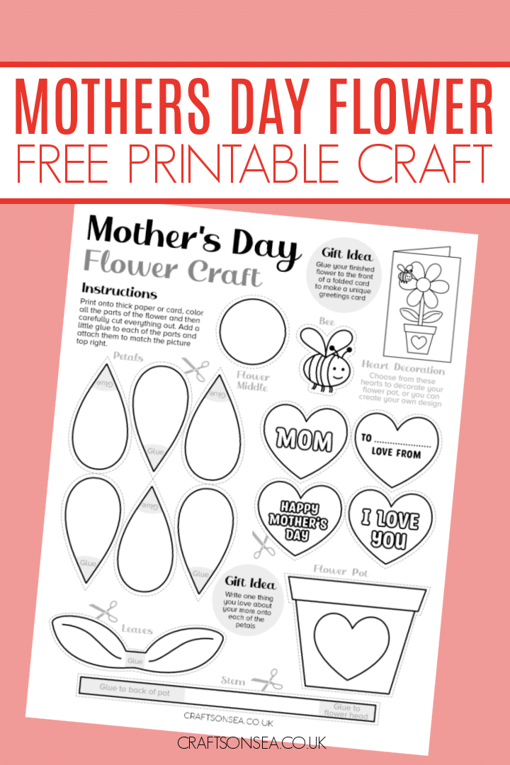 Printable Mother S Day Craft Template Download Free