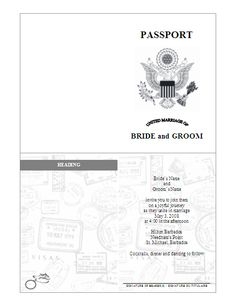Printable Passport Wedding Invitations Personalized Invitation