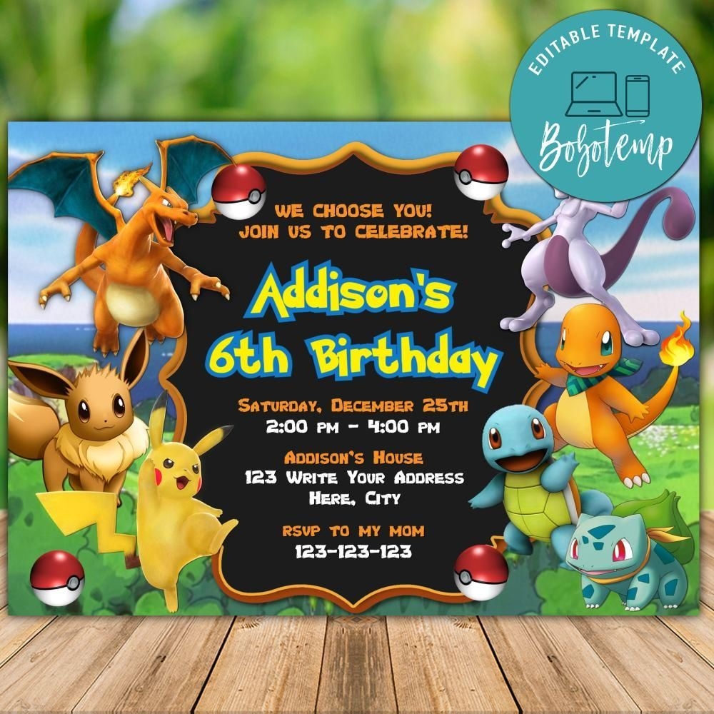 Printable Pokemon Birthday Invitations