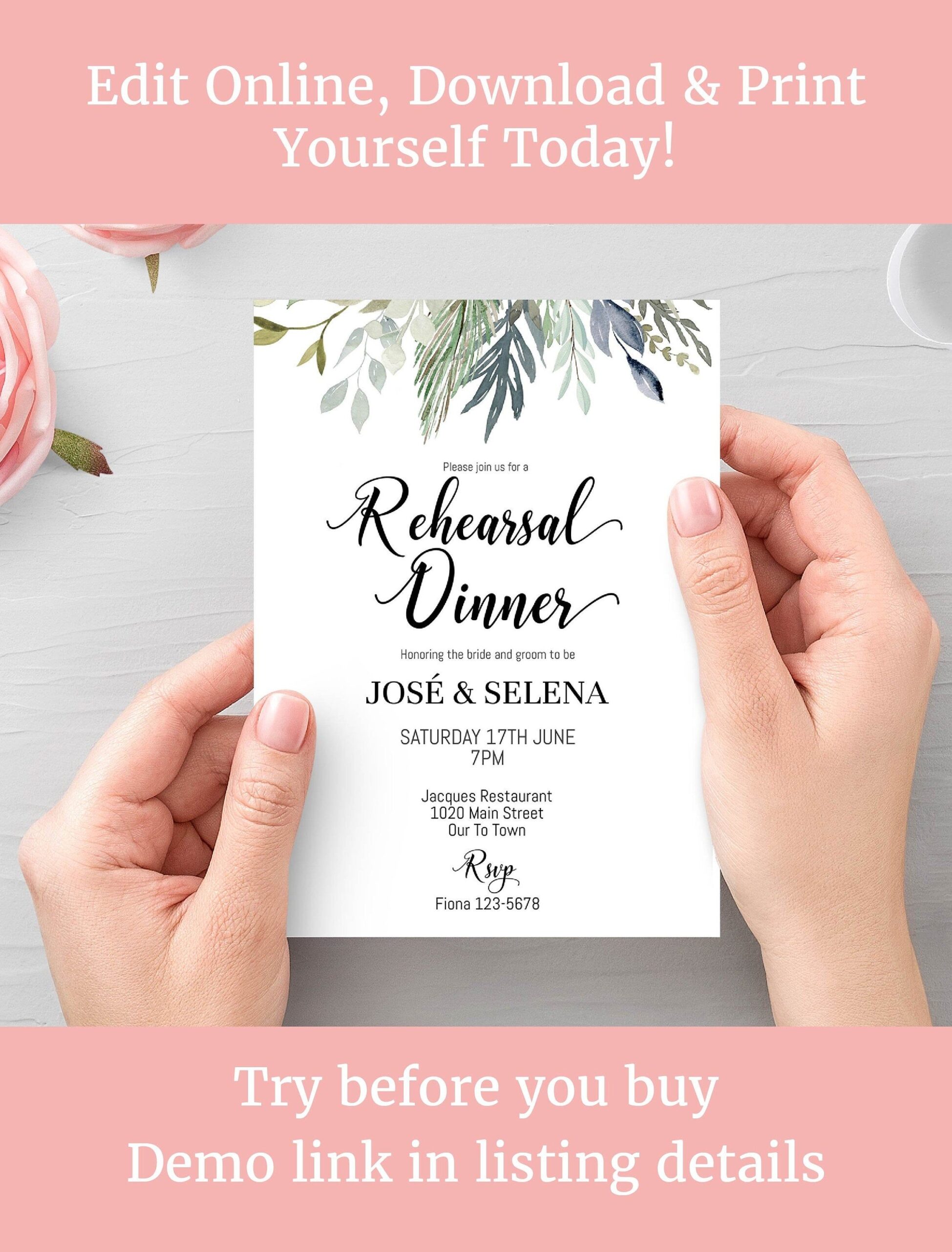 Printable Rehearsal Dinner Invitations