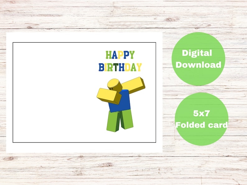 Printable Roblox Happy Birthday Card Roblox Birthday Card Etsy