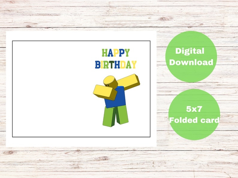 Printable Roblox Happy Birthday Card Roblox Birthday Card Etsy