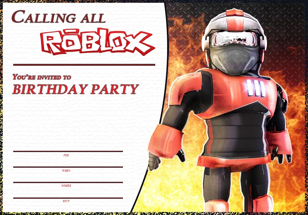 Printable Roblox Roblox Birthday Invitation Template