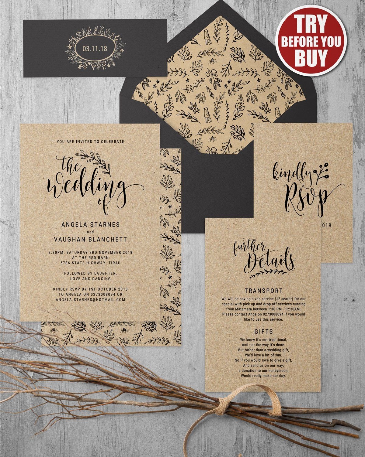 Printable Rustic Wedding Invitations