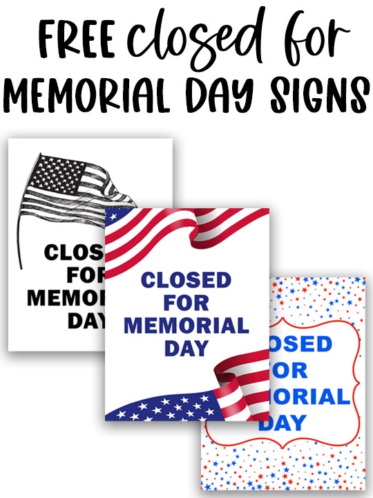 Printable sign closed memorial day featured Mom Envy