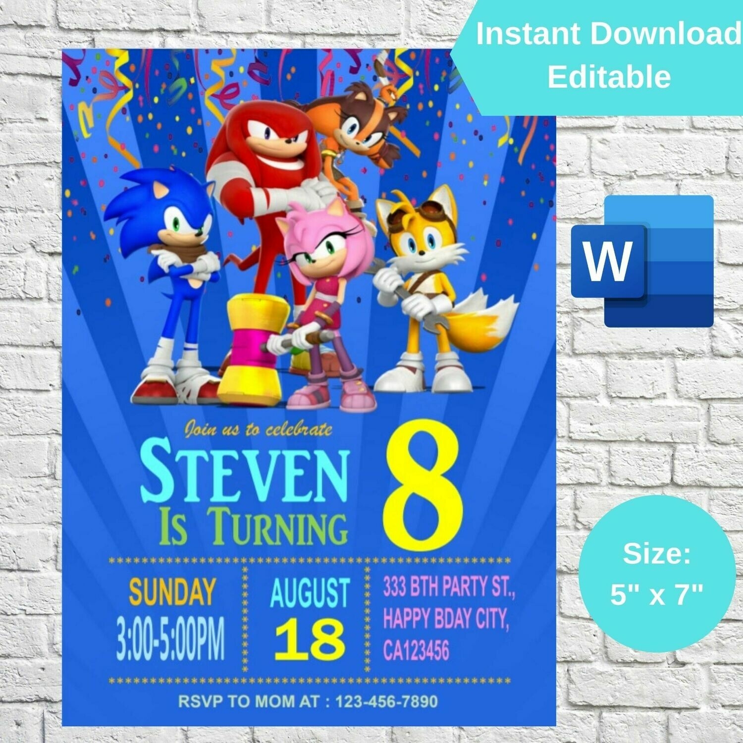 Printable Sonic Birthday Invitations