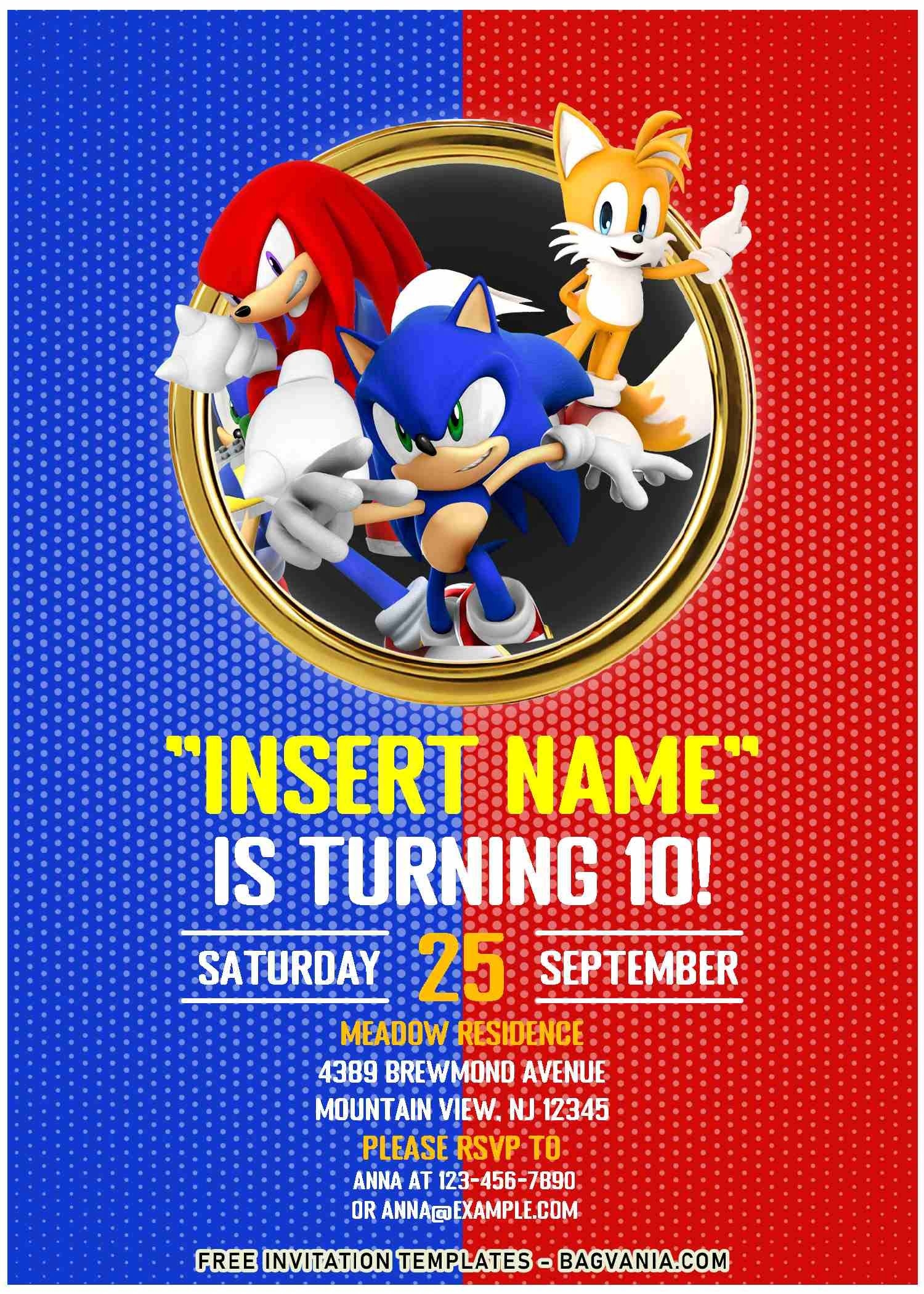 Printable Sonic Invitation Template Printable Templates Online By 