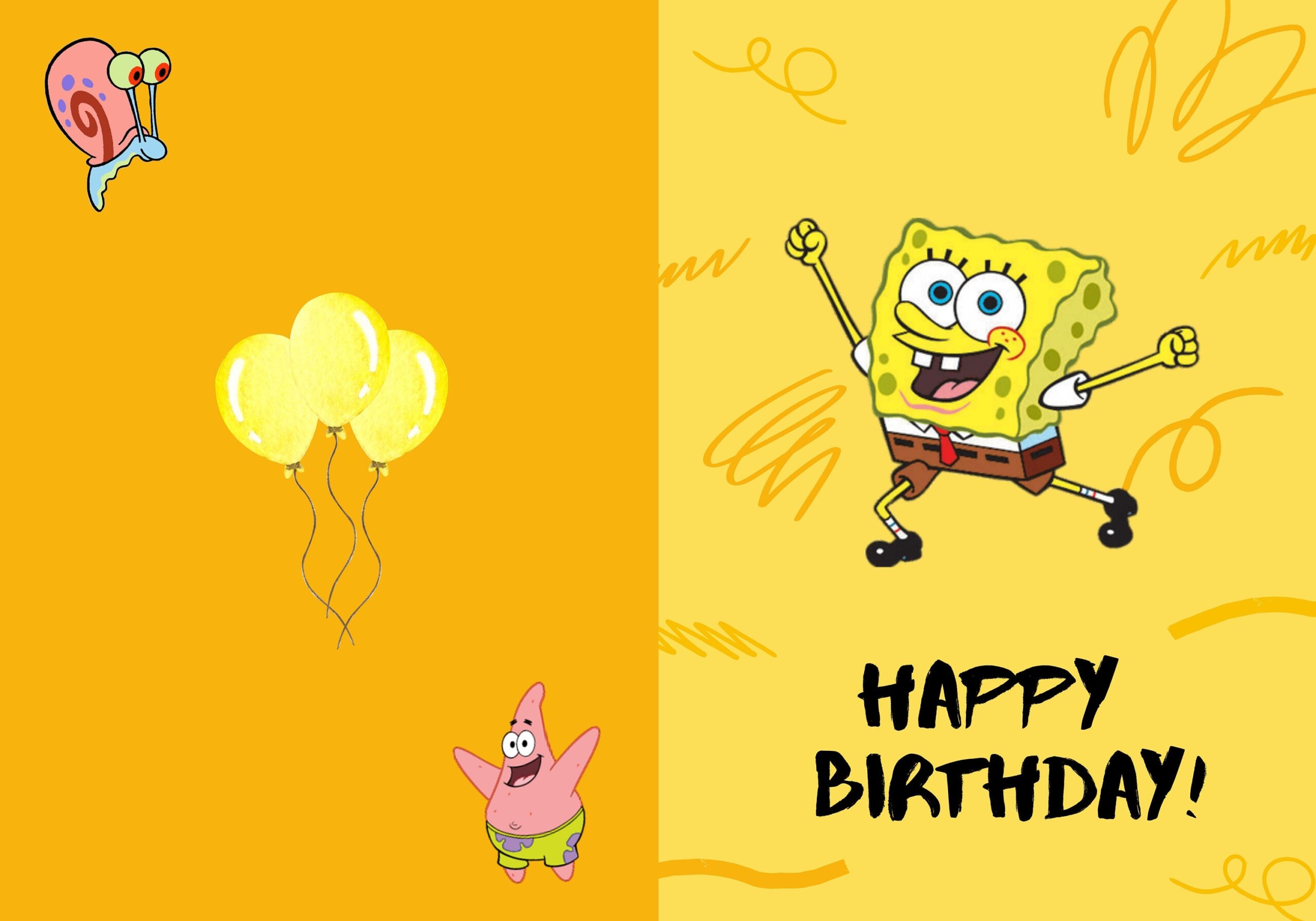 Printable Spongebob Birthday Card Download Now Etsy