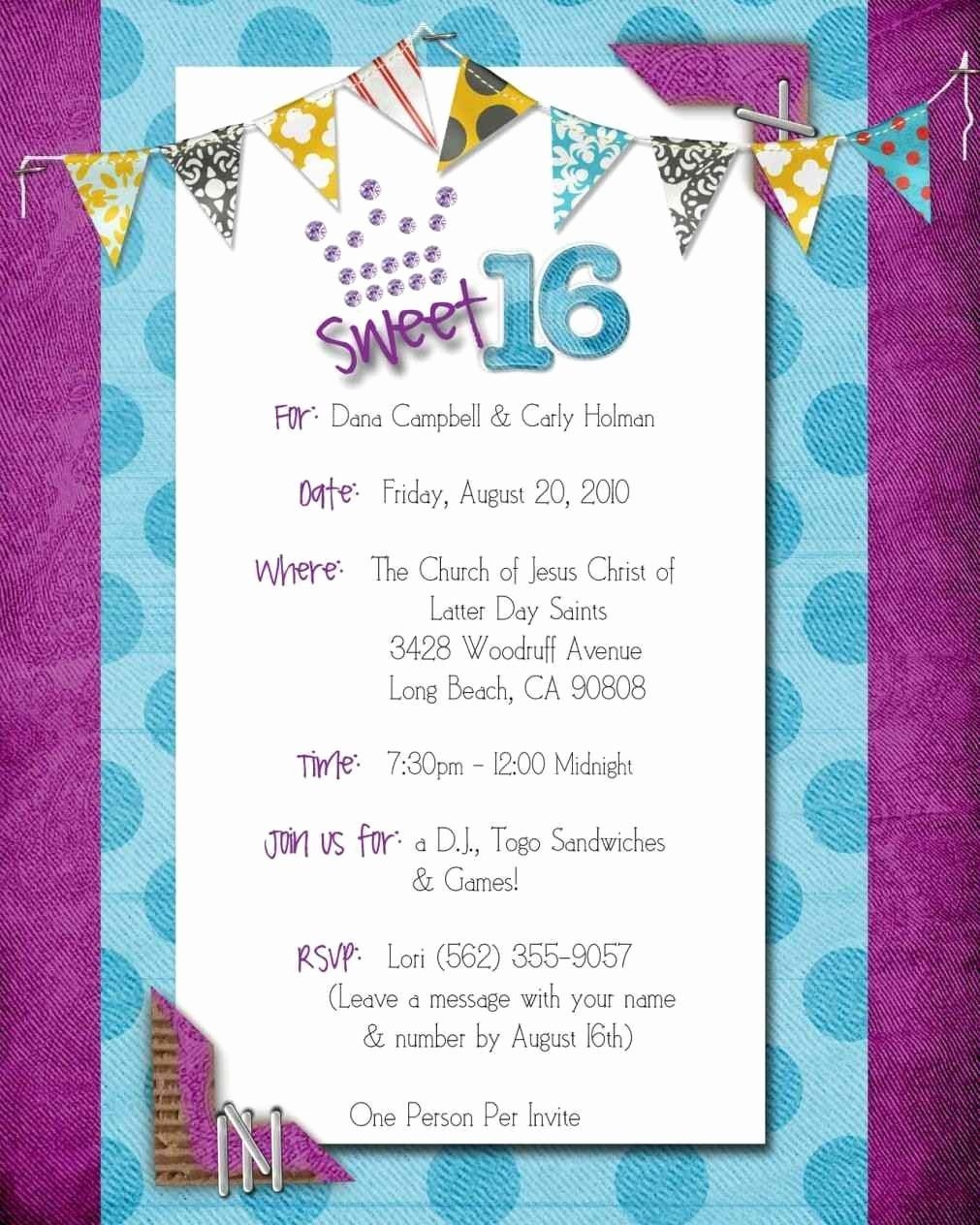 Printable Sweet 16 Birthday Invitations Printable Calendars AT A GLANCE