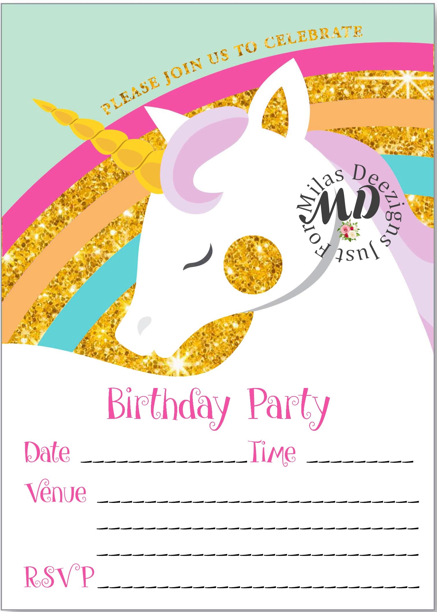 Printable Unicorn Birthday Invitations Printable World Holiday
