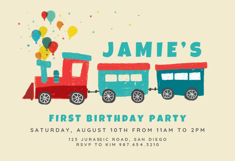 Professional Train Birthday Invitation Template