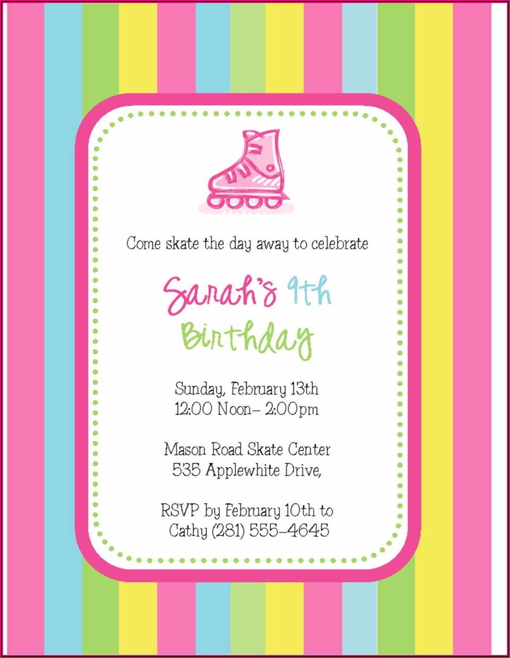 Roller Skating Birthday Invitations Templates Free Template 1 