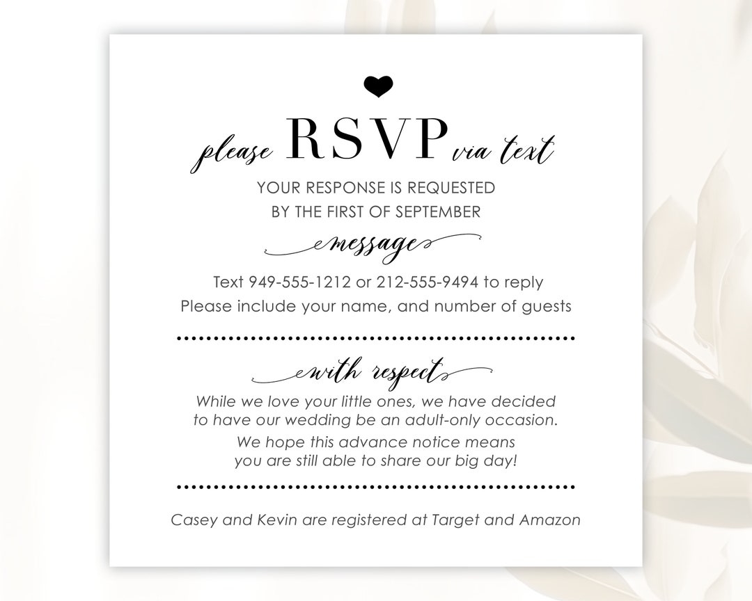 RSVP By Text Cards Printed RSVP Cards Reply Cards For Wedding 