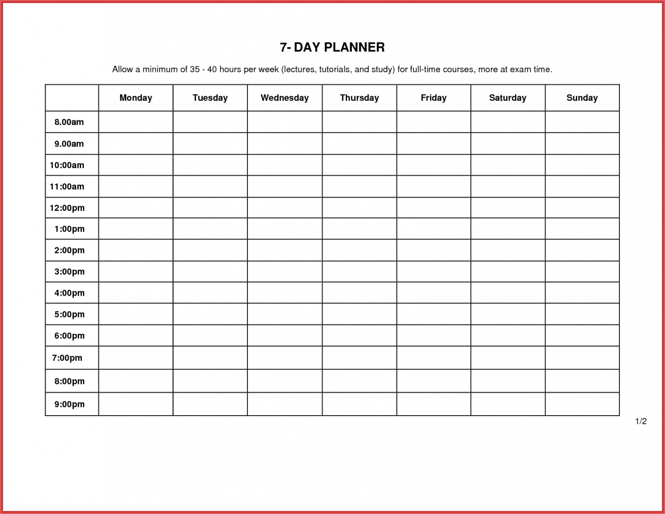 Seven Day Calendar Printable Ros Kristel