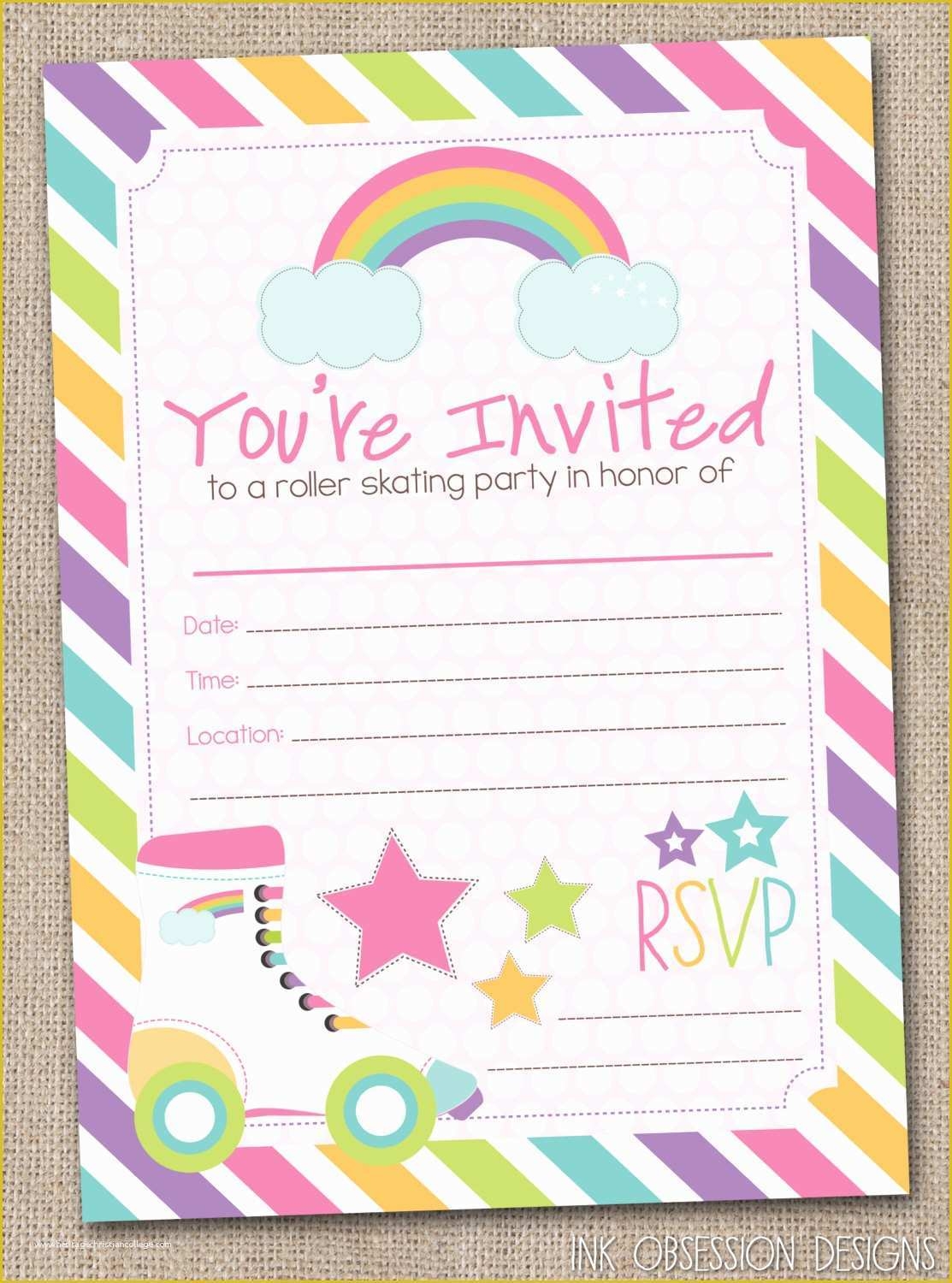 Skating Party Invitation Template Free Of Fill In Roller Skating Party