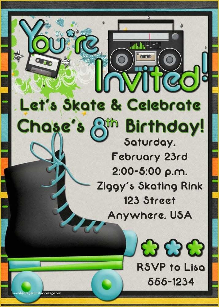 Skating Party Invitation Template Free Of Roller Skating Birthday Party 