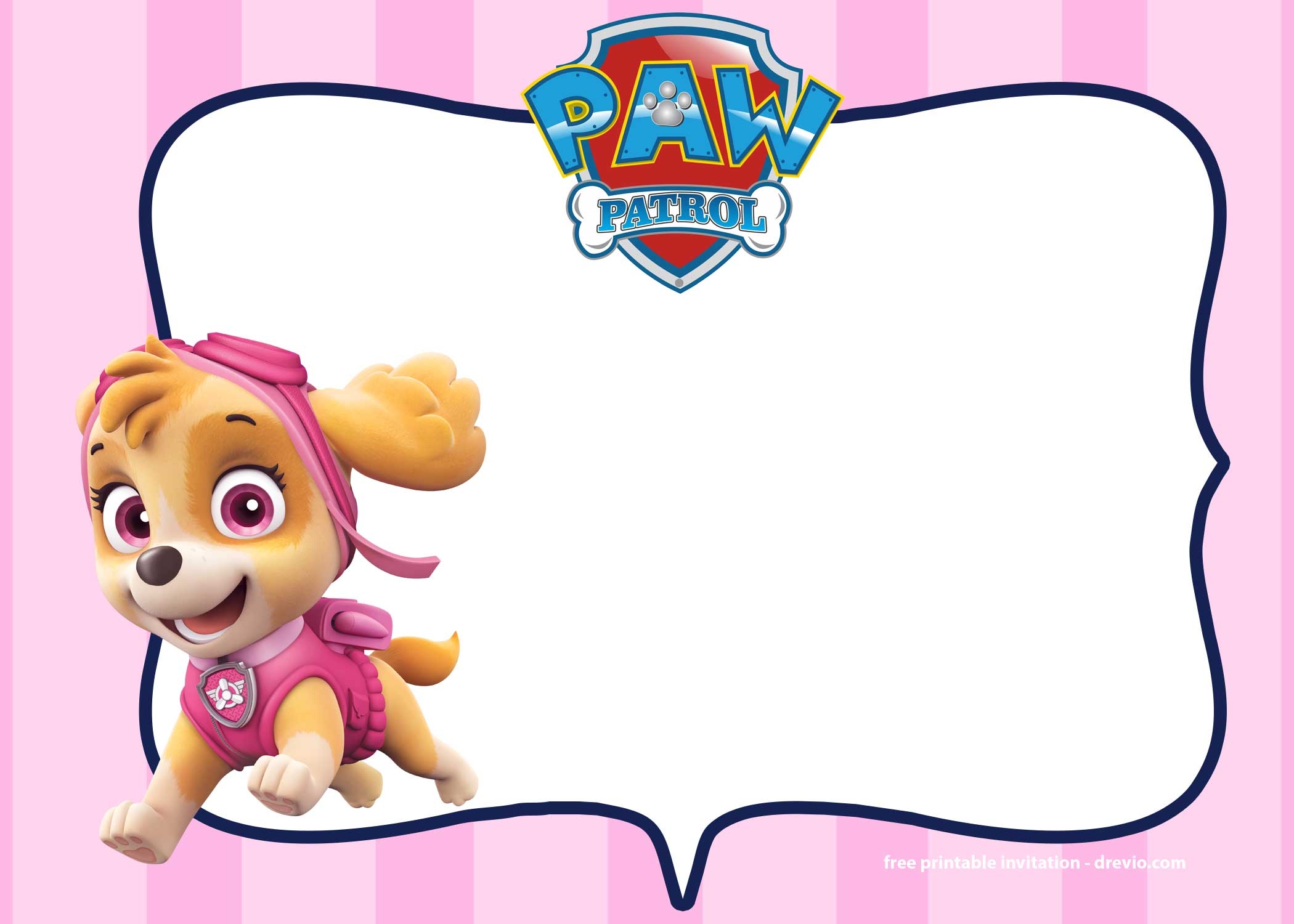 Skye Paw Patrol Invitation Template Free