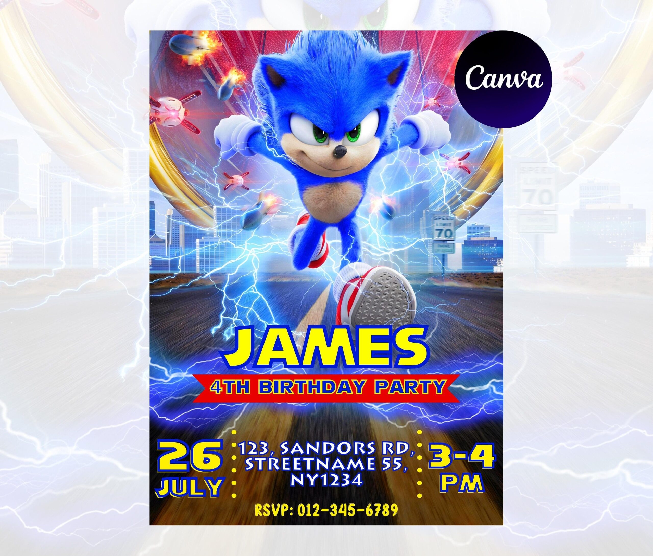 Sonic Party Invitation Sonic The Hedgehog Birthday Invitations Sonic 