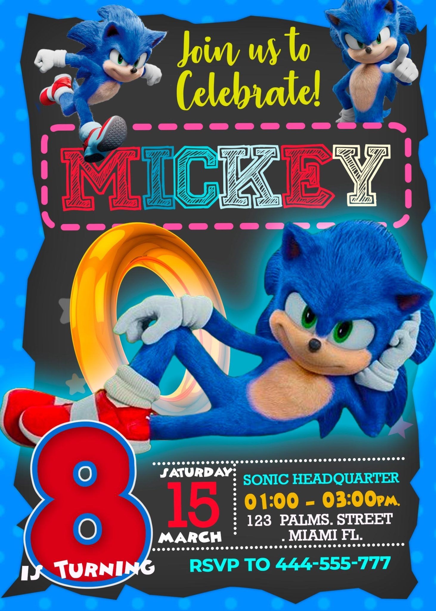 Sonic Party Invitation Template Printable Calendars AT A GLANCE
